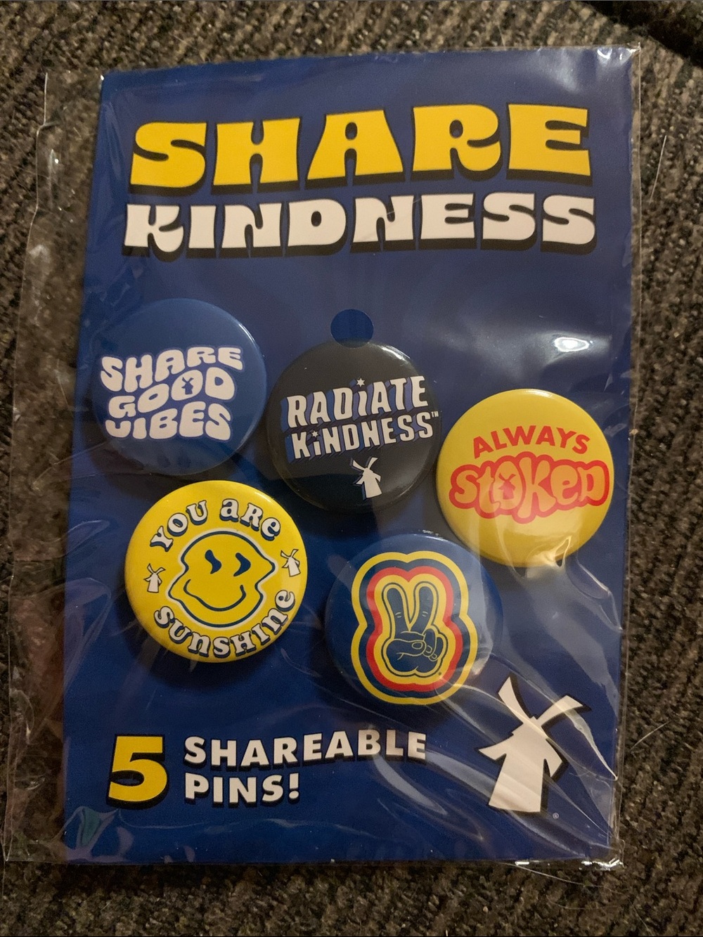 Dutch Bros Share Kindness Pin Set - Blue, Yellow, Black, Red